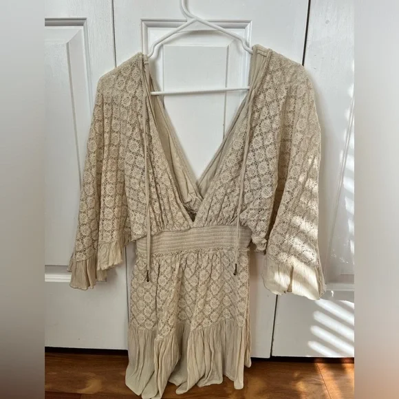 Free People Shyanne Romper Beige XS - Picture 7 of 9